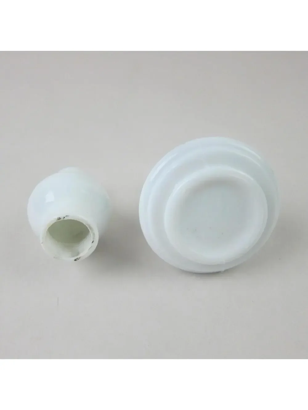 Antique Miniature Oil Lamp White Milk Glass Chimney & Beehive Base 4.5
